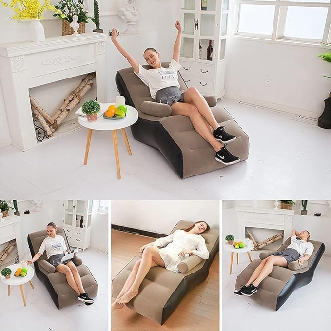 Inflatable Air Sofa Chair - Portable Single Seater Recliner Sofa Bed Set with Pump, Comfortable Air Chair, Inflatable Lounge Chair for Home, Outdoors & Travel