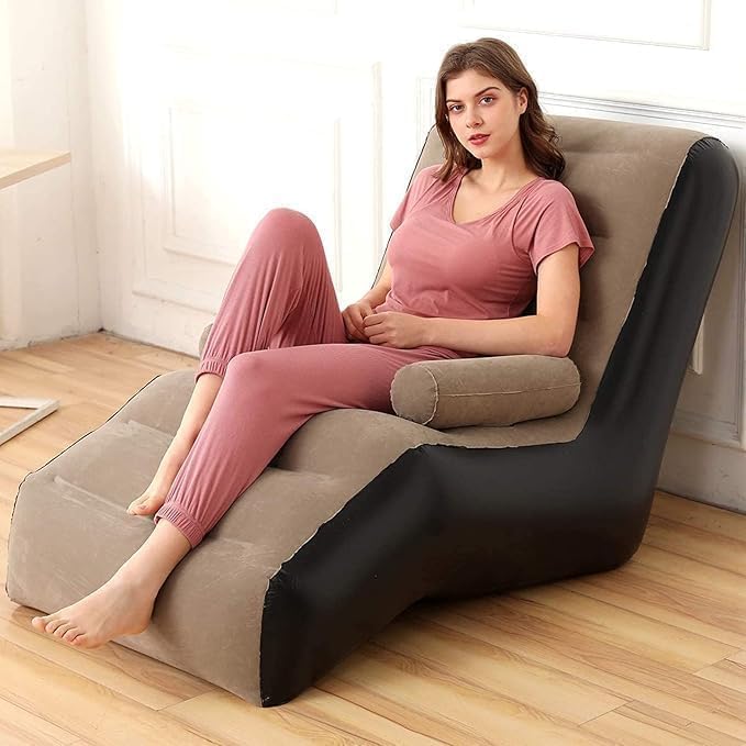 Inflatable Air Sofa Chair - Portable Single Seater Recliner Sofa Bed Set with Pump, Comfortable Air Chair, Inflatable Lounge Chair for Home, Outdoors & Travel