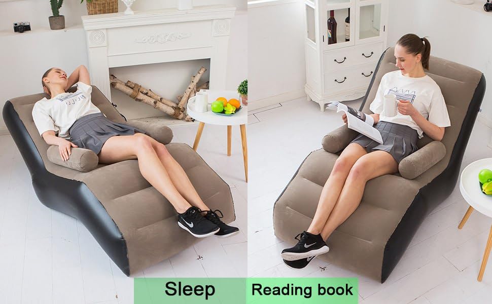 Inflatable Air Sofa Chair - Portable Single Seater Recliner Sofa Bed Set with Pump, Comfortable Air Chair, Inflatable Lounge Chair for Home, Outdoors & Travel