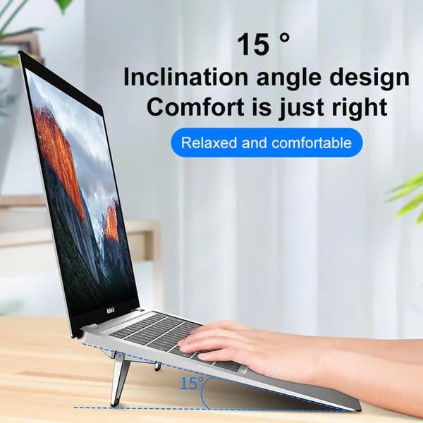 Laptop Stand for Desk | Portable Metal PC Desk Stand, Aluminium Cooling Pad Mini Clip Compatible with MacBook Apple Laptop, Lenovo, Dell, Hp, Acer & Other Laptops