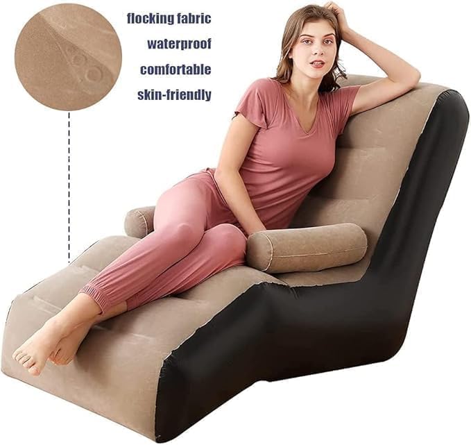 Inflatable Air Sofa Chair - Portable Single Seater Recliner Sofa Bed Set with Pump, Comfortable Air Chair, Inflatable Lounge Chair for Home, Outdoors & Travel